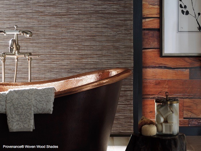 A bathroom with free-standing tub.